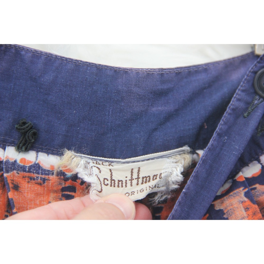 Vintage Jack Schnittman Full Midi Skirt S Blue Orange Tie Dye Boho Hippie #1006 - Picture 16 of 16